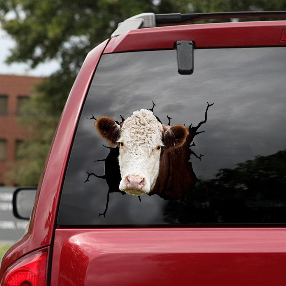 Hereford Cattle Crack Decal Car The Cutest Custom Car Stickers Edible Arrangements Delivery - Cattle / Farm die-cut waterproof vinyl sticker decal
