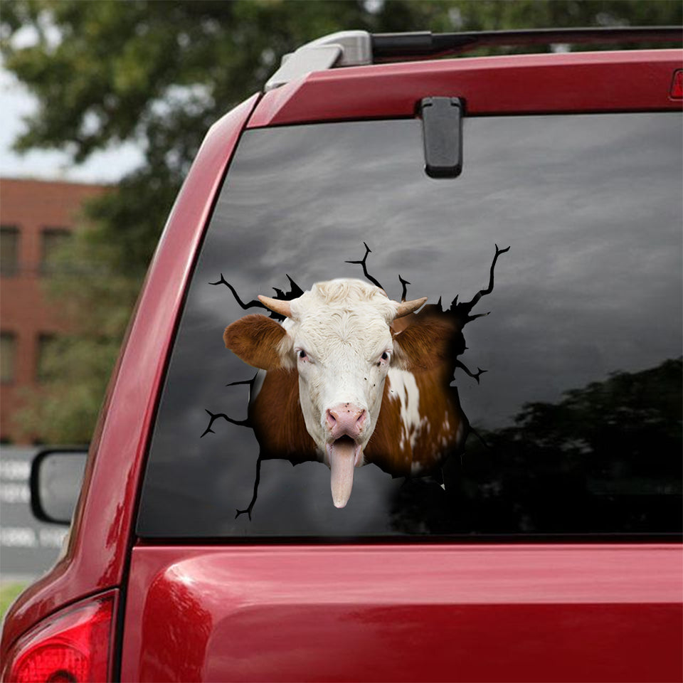 Hereford Cattle Crack Decal For Car Window Funny Memes 3d Sticker Secret Santa Gifts - Cattle / Farm die-cut waterproof vinyl sticker decal