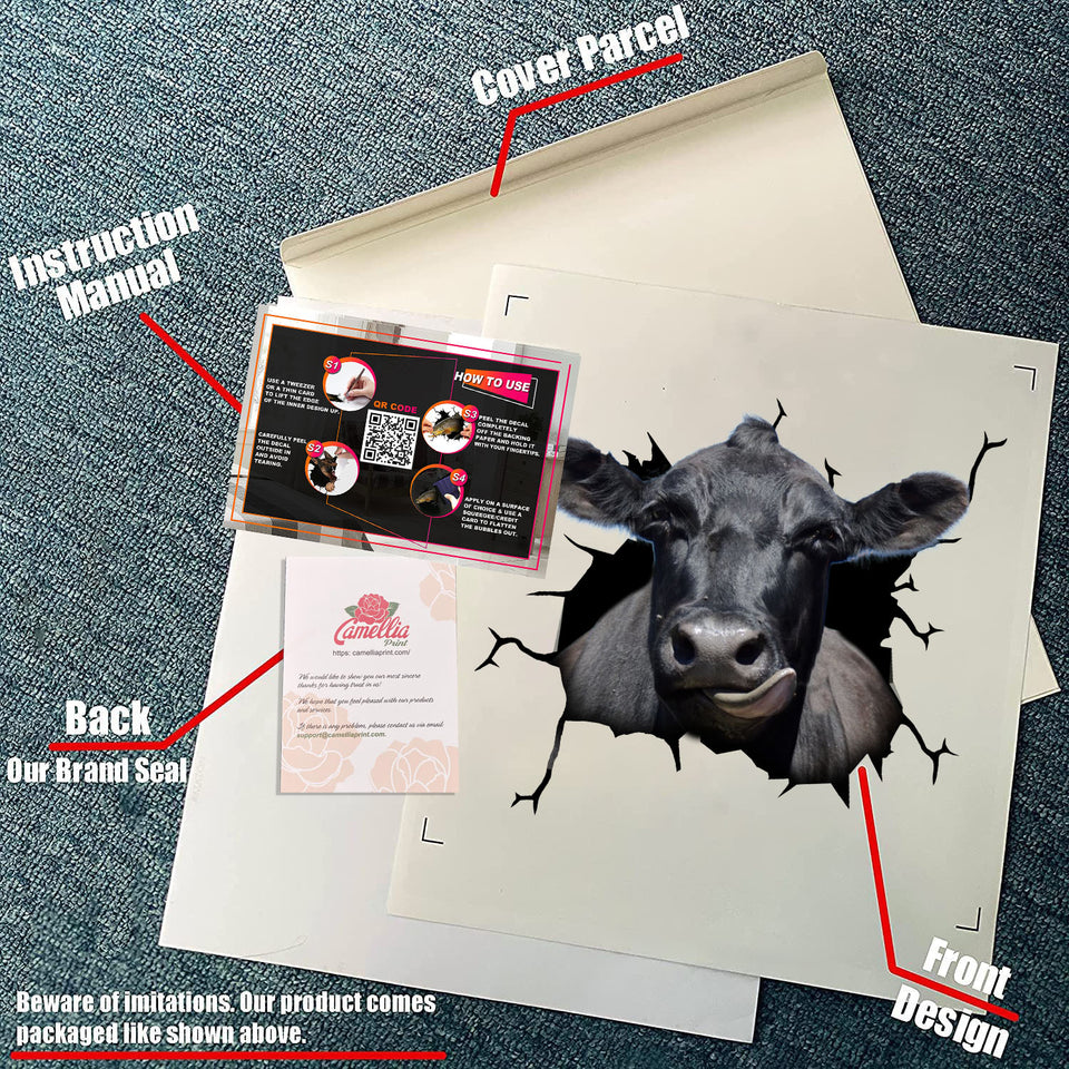 Angus Cattle Crack Decal Items Likeable Clear Sticker Paper Gifts For Men - durable UV resistant bumper and tumbler decal detail