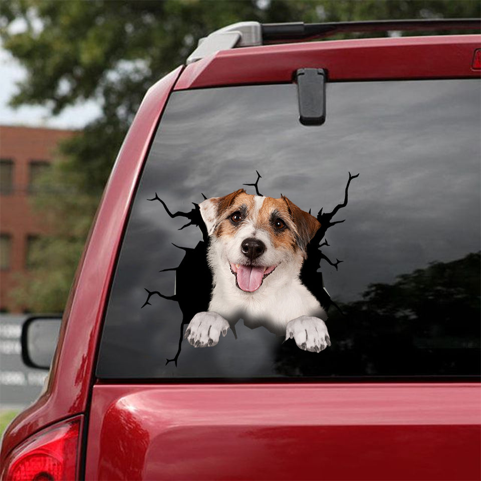 Parson Russell Crack Decal Sticker Car The Cutest Car Window Decals 8 Year Anniversary Gift - General die-cut waterproof vinyl sticker decal