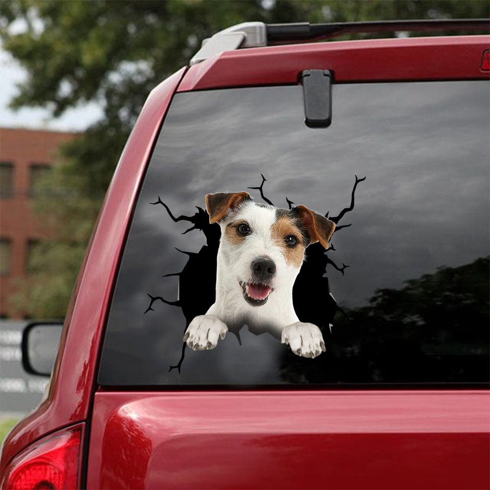 Parson Russell Crack Door Decal Cool Car Decals Gifts For Grandparents - General die-cut waterproof vinyl sticker decal