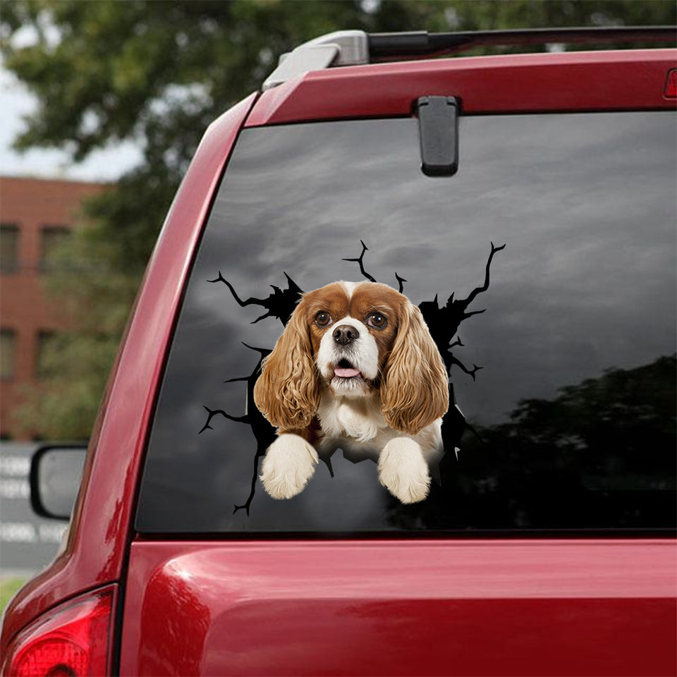 Cavalier King Charles Spaniel Crack Dad Decal A Cute Bumper Sticker Maker Gift Delivery - Dog Lovers die-cut waterproof vinyl sticker decal