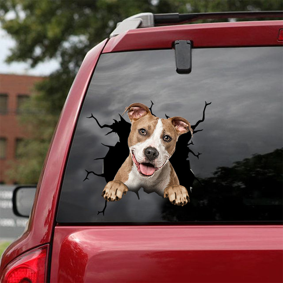 American Staffordshire Terrier Crack Decal Sticker Car Kawaii Clear Labels Gifts For Mom - Dog Lovers die-cut waterproof vinyl sticker decal