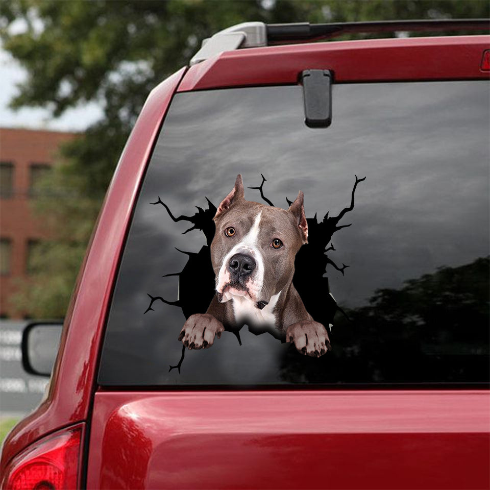American Staffordshire Terrier Crack Stickers Funny Decal One Year Anniversary Gifts - Dog Lovers die-cut waterproof vinyl sticker decal