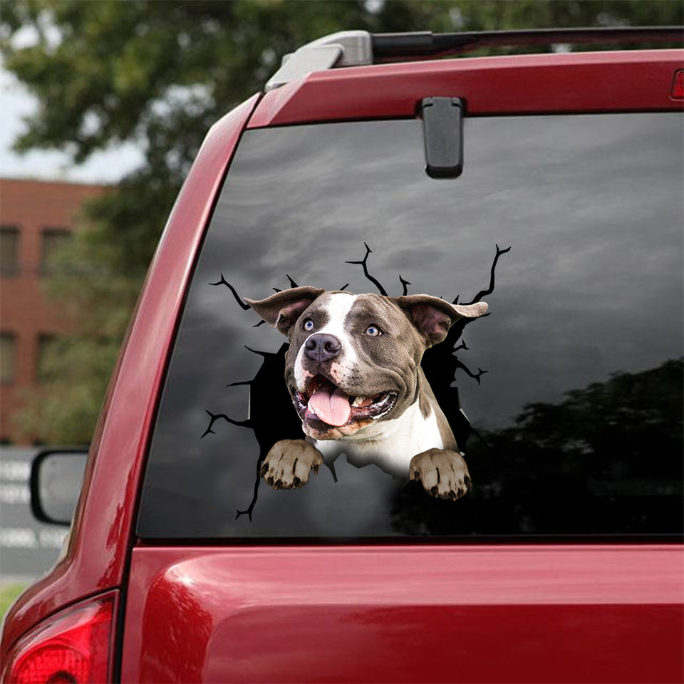 American Staffordshire Terrier Crack Stickers Custom Kawaii Kiss Cut Stickers Dog Memorial Gifts - Dog Lovers die-cut waterproof vinyl sticker decal