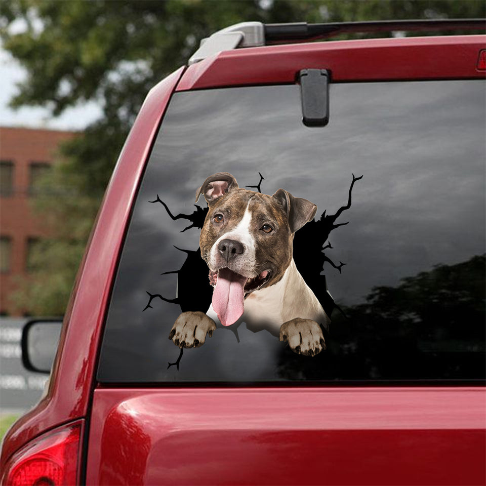American Staffordshire Terrier Crack Sticker Ideas Lovely Vinyl Decals For Cars Top Christmas Gifts 2020 - Dog Lovers die-cut waterproof vinyl sticker decal