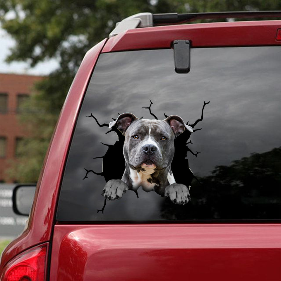 American Staffordshire Terrier Crack Dad Decal Funny Faces Waterproof Stickers Housewarming - Dog Lovers die-cut waterproof vinyl sticker decal