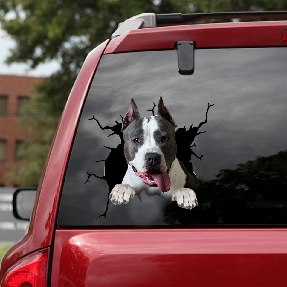 American Staffordshire Terrier Crack Sticker Design Pretty Custom Decals Christmas Gifts - Dog Lovers die-cut waterproof vinyl sticker decal