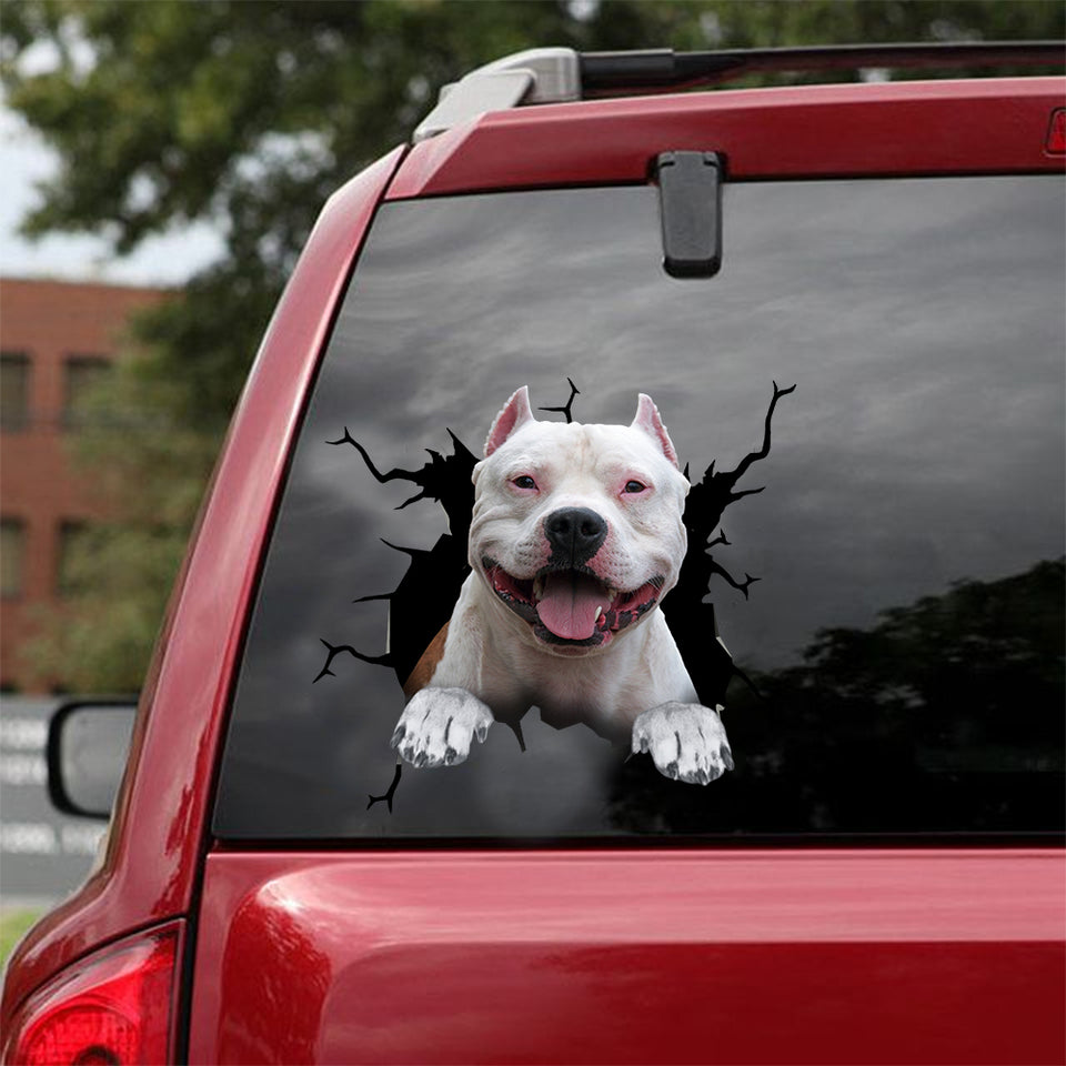 American Staffordshire Terrier Crack Dad Decal Cool Custom Sticker Sheets Christmas Gifts For Couples - Dog Lovers die-cut waterproof vinyl sticker decal