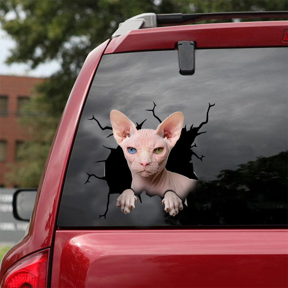 Sphynx Cat Crack Stickers For Cars The Cutest Bee Stickers Gifts For Bakers - Cat Lovers die-cut waterproof vinyl sticker decal