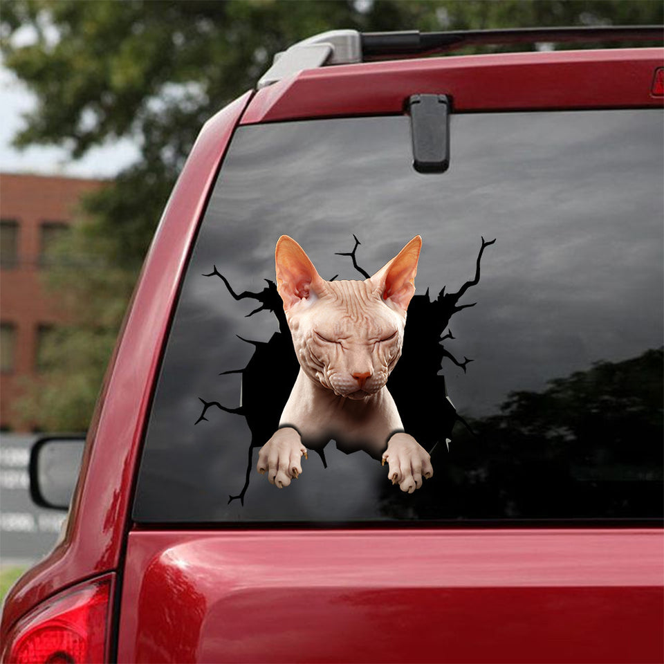 Sphynx Cat Crack Decals Funny Jokes Black And White Stickers Mother's Day Gifts 2022 - Cat Lovers die-cut waterproof vinyl sticker decal