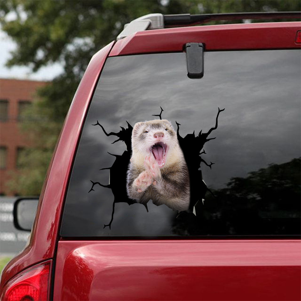 Ferret Crack Sticker Car Window Funny Vehicle Decals Gifts For Friends - Small Pets die-cut waterproof vinyl sticker decal
