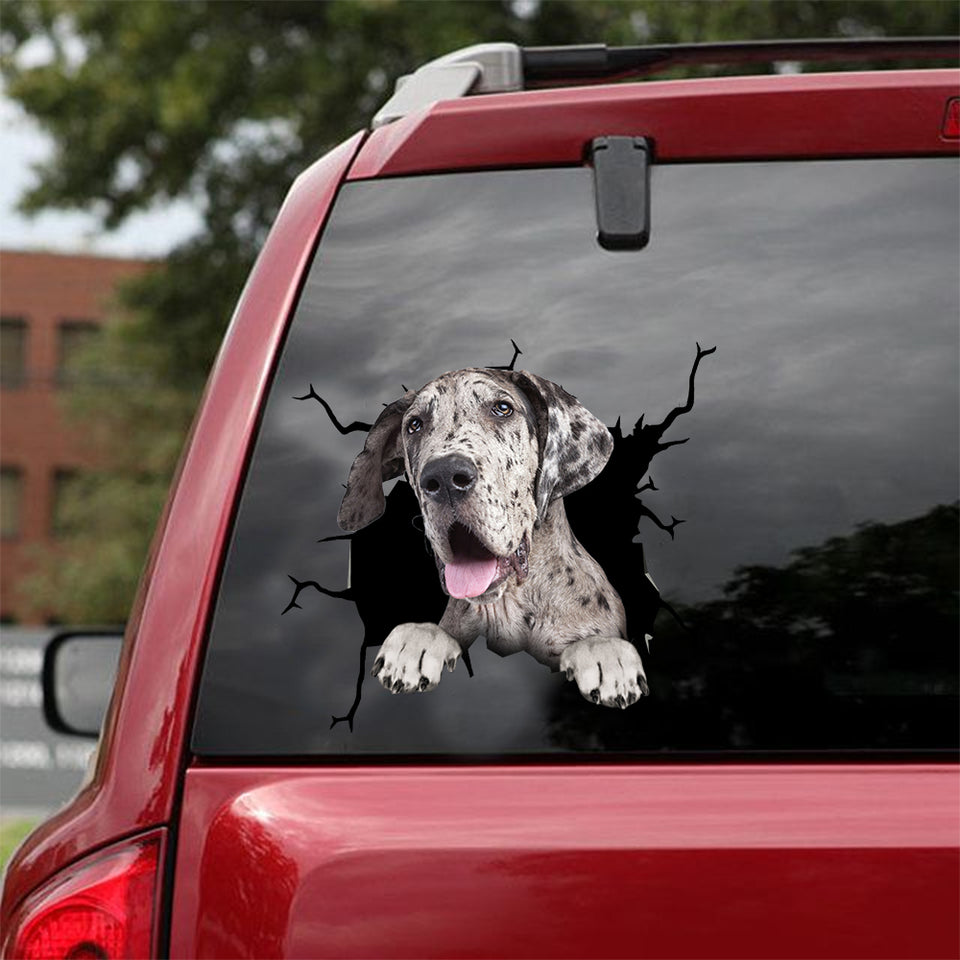 Great Dane Crack Sticker Box Funny Wall Decor Water Bottle Stickers Gifts For Dad From Daughter - Dog Lovers die-cut waterproof vinyl sticker decal