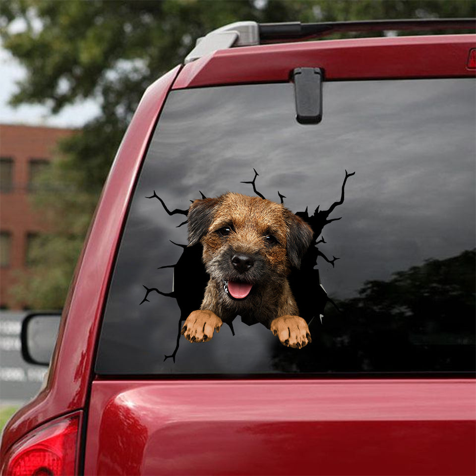 Border Terrier Crack Sticker Custom Funny Memes Vinyl Sticker Maker Christmas Gifts For Girlfriend - Dog Lovers die-cut waterproof vinyl sticker decal