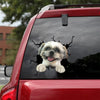 Shih Tzu Crack Car Decal Custom Happy Car Window Decals Gifts For Golfers - Dog Lovers die-cut waterproof vinyl sticker decal