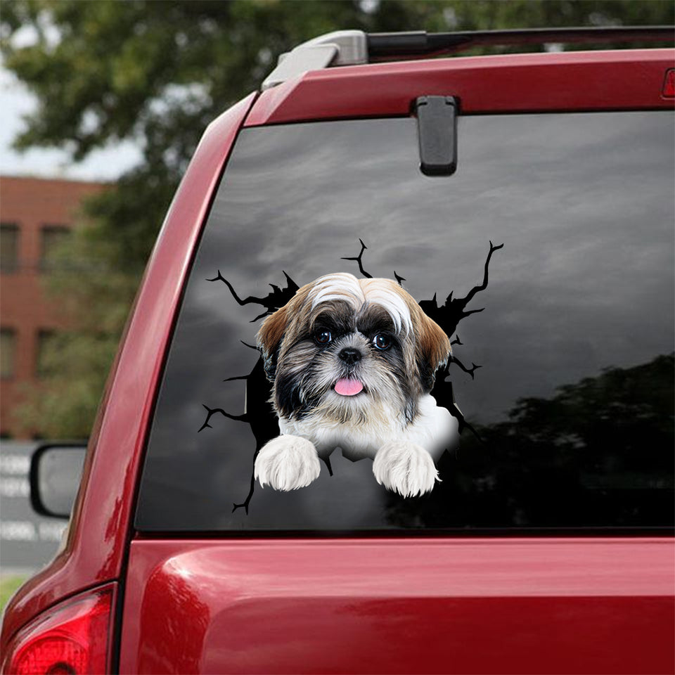 Shih Tzu Crack Sticker Pack The Cutest Custom Die Cut Stickers Easter Gifts - Dog Lovers die-cut waterproof vinyl sticker decal