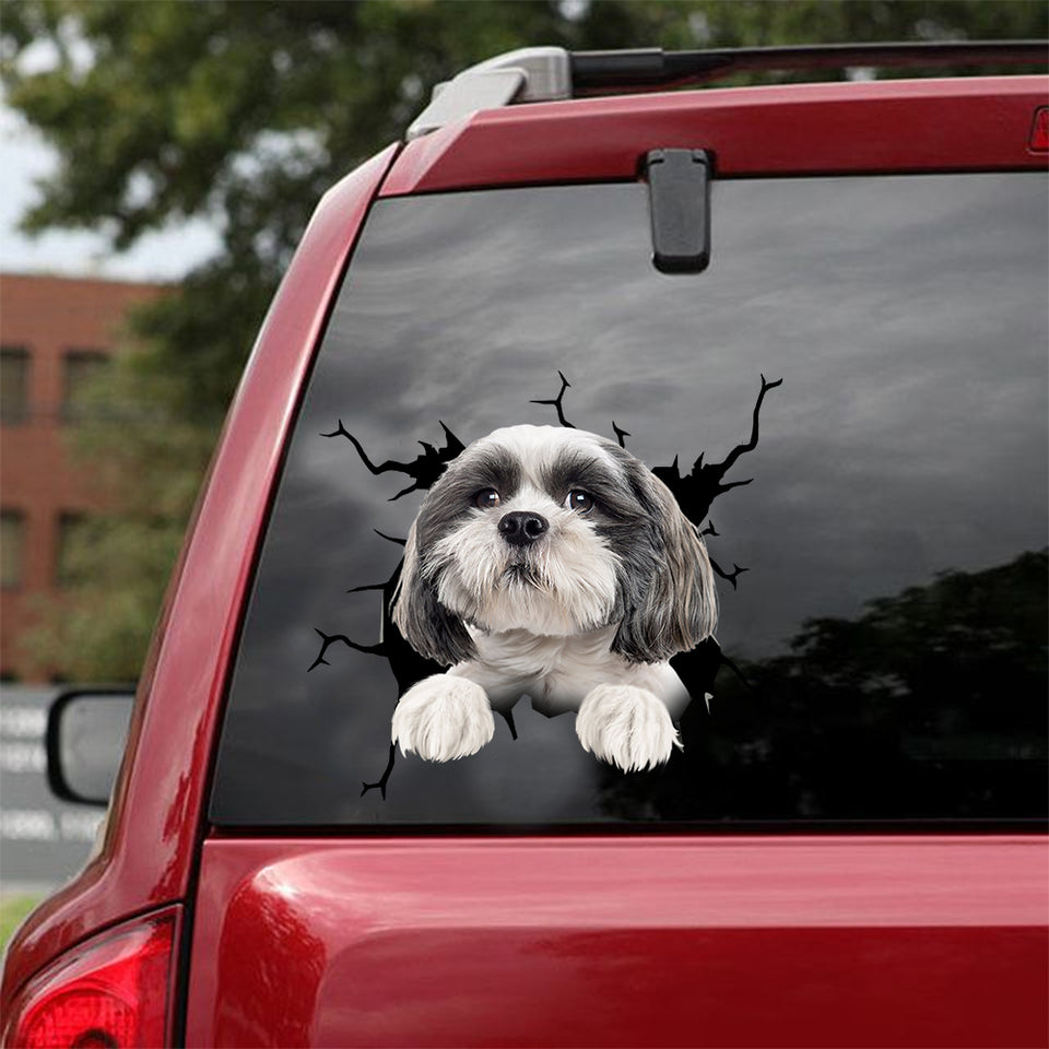 Shih Tzu Crack Decal Window Wiper Funny Birthday Memes Custom Vinyl Lettering Graduation Gifts For Her - Dog Lovers die-cut waterproof vinyl sticker decal