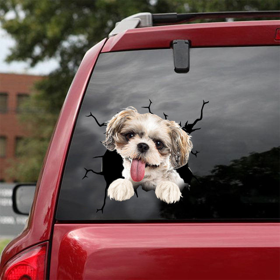 Shih Tzu Crack Decals For Windows Cute Custom Made Stickers Best Mother's Day Gifts - Dog Lovers die-cut waterproof vinyl sticker decal
