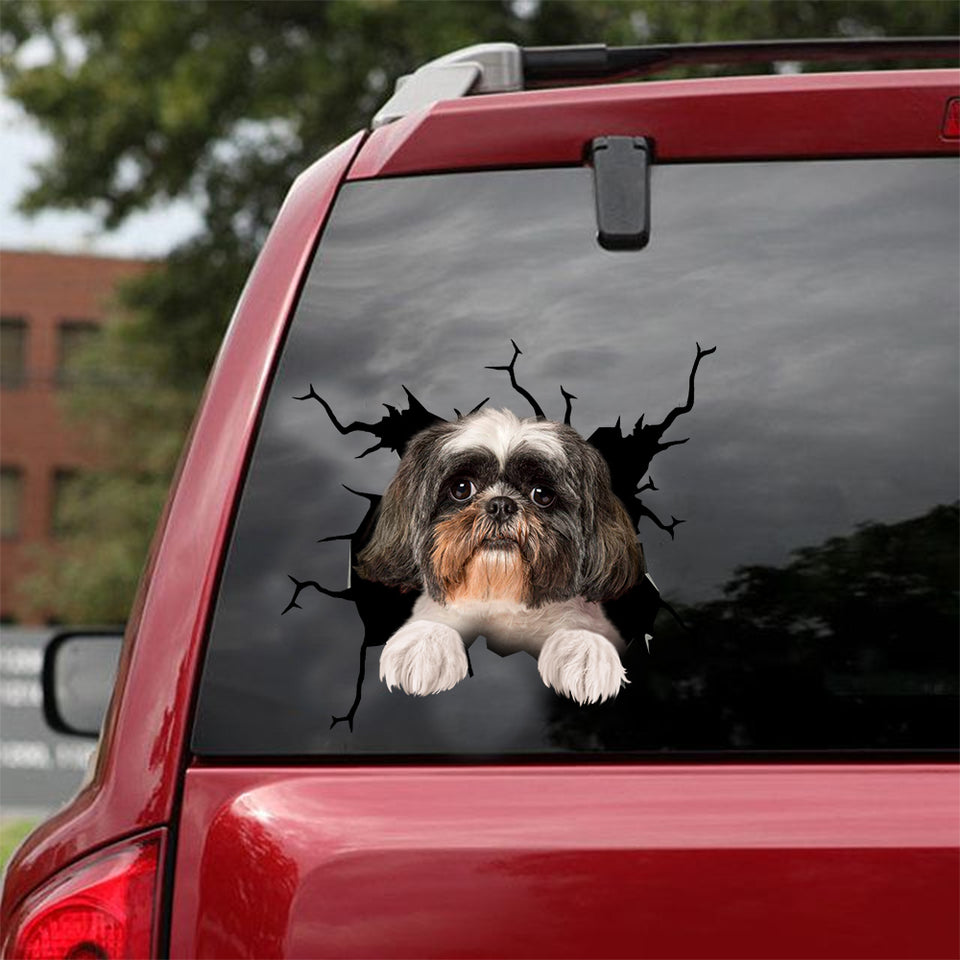 Shih Tzu Crack Decals For Cars Hot Custom Car Window Decals Keychains - Dog Lovers die-cut waterproof vinyl sticker decal