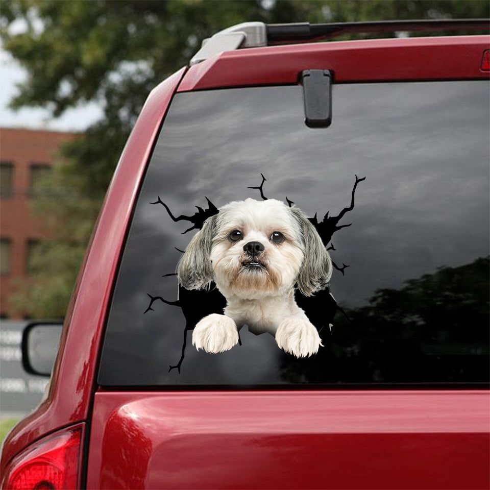 Shih Tzu Crack Sticker Album Funny Birthday Memes Custom Car Stickers Birthday Gifts For Mom - Dog Lovers die-cut waterproof vinyl sticker decal