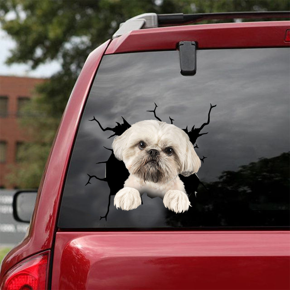 Shih Tzu Crack Decal Items Cuteness Overloaded Custom Decals Christmas Gift Ideas For Her - Dog Lovers die-cut waterproof vinyl sticker decal