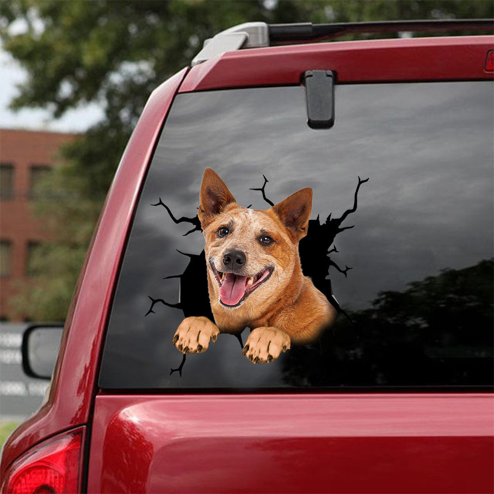 Australian Cattle Dog Crack Sticker Cute Lovable Vinyl Window Decals Gifts For Gamers - Dog Lovers die-cut waterproof vinyl sticker decal