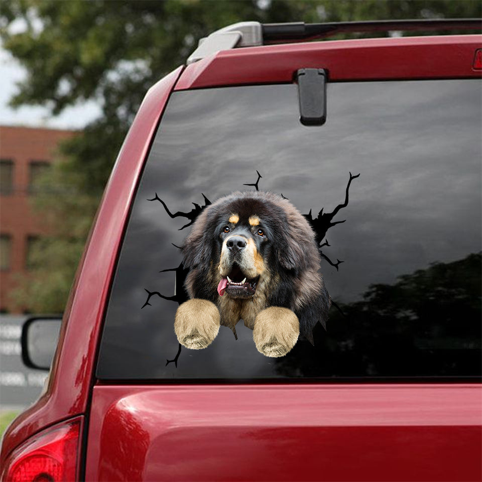 Tibetan Mastiff Crack Decal For Back Car Window Pretty Custom Wall Decal Presents For Dads - Dog Lovers die-cut waterproof vinyl sticker decal
