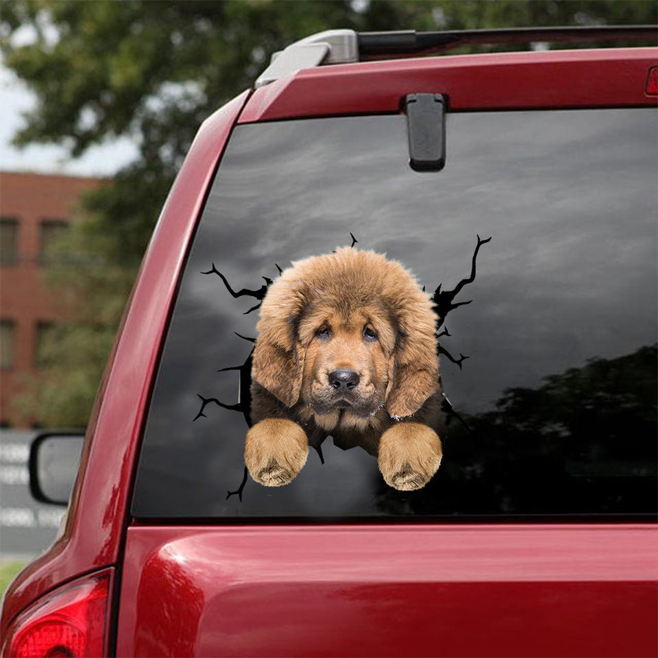 Tibetan Mastiff Crack Sticker For Back Window Wiper Your Cute Circle Stickers First Communion Gifts - Dog Lovers die-cut waterproof vinyl sticker decal