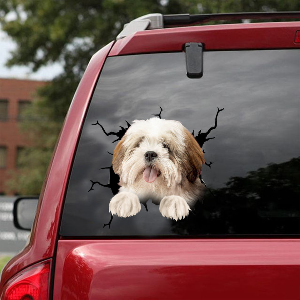 Lhasa Apso Crack Decal For Car Funny Gifs Outdoor Stickers Gifts For Dog Lovers - Dog Lovers die-cut waterproof vinyl sticker decal
