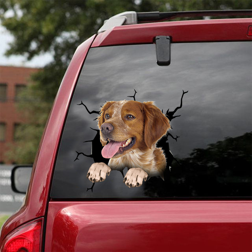 Brittany Crack Dad Decal Funny Custom Wall Stickers Dads Fathers Day Gifts - Dog Lovers die-cut waterproof vinyl sticker decal