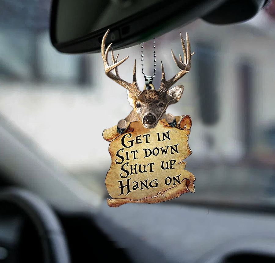 Deer Car Picture Ornament Funny Gifs Car Furnishing 60th Birthday Gift Ideas - Hunting / Deer holiday keepsake Christmas tree hanging ornament preview
