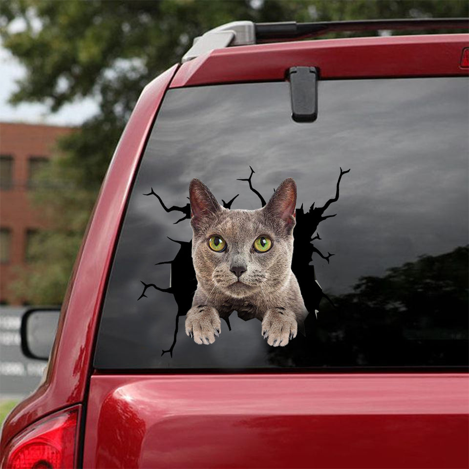 Russian Blue Cat Crack Decal Ideas Funny Vinyl Sticker Maker Funny Christmas Gifts - Cat Lovers die-cut waterproof vinyl sticker decal