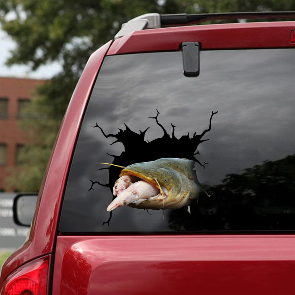 [dt1095-snf-tnt]-catfish-crack-car-sticker-fish-lovers