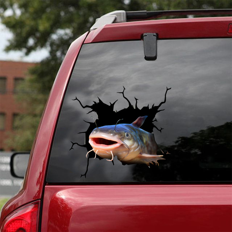 [dt1099-snf-tnt]-catfish-crack-car-sticker-fish-lovers