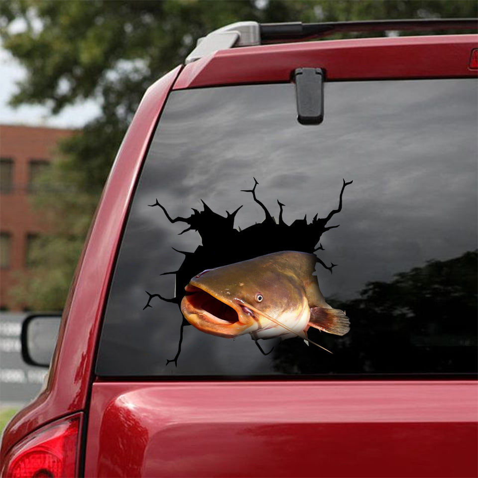 [dt1103-snf-tnt]-catfish-crack-car-sticker-fish-lovers