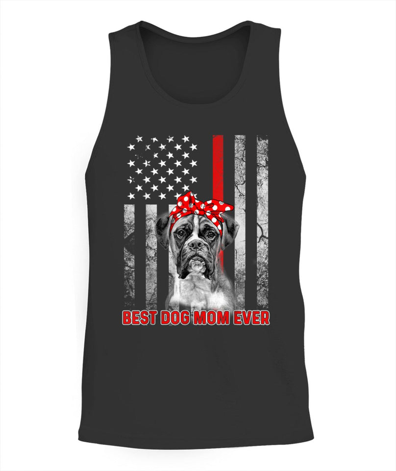Best Dog MOM Ever Boxer Dog MOM USA Flag Patriotic Tshirt