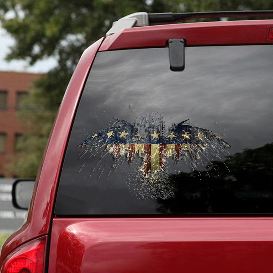 [sk0754-snf-tpa]-eagle-crack-car-sticker-animals-lover