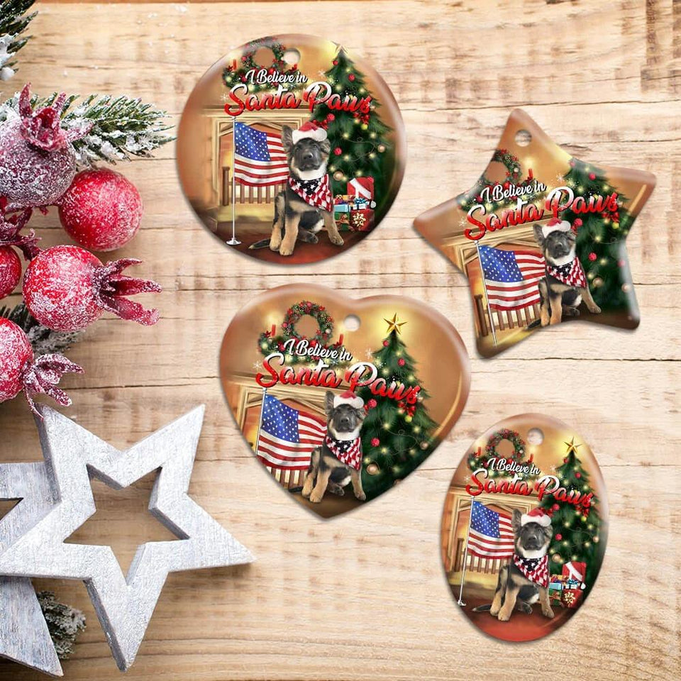 German Shepherd Santa Paws Ceramic Ornament Christmas Home Decor