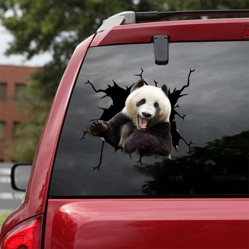 Giant Panda Crack Sticker Box Fun Custom Decal Stickers Christmas Gift Box - General die-cut waterproof vinyl sticker decal