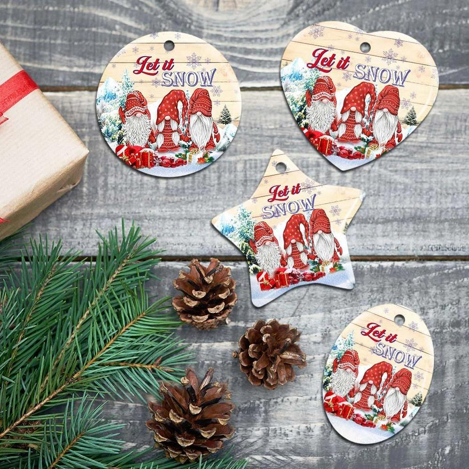 Gnomes. Let It Snow Christmas Ceramic Ornament Christmas Home Decor