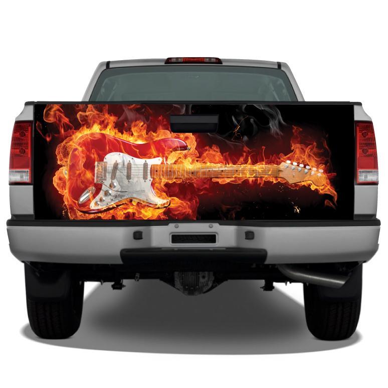 Guitar On Fire Graphic Art Tailgate Wrap Sticker Tailgate Wrap Decals For Trucks