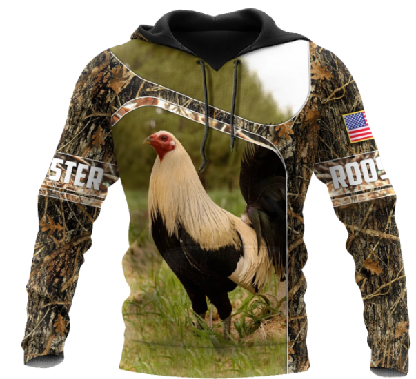 Love Rooster All 3D Over Printed 3