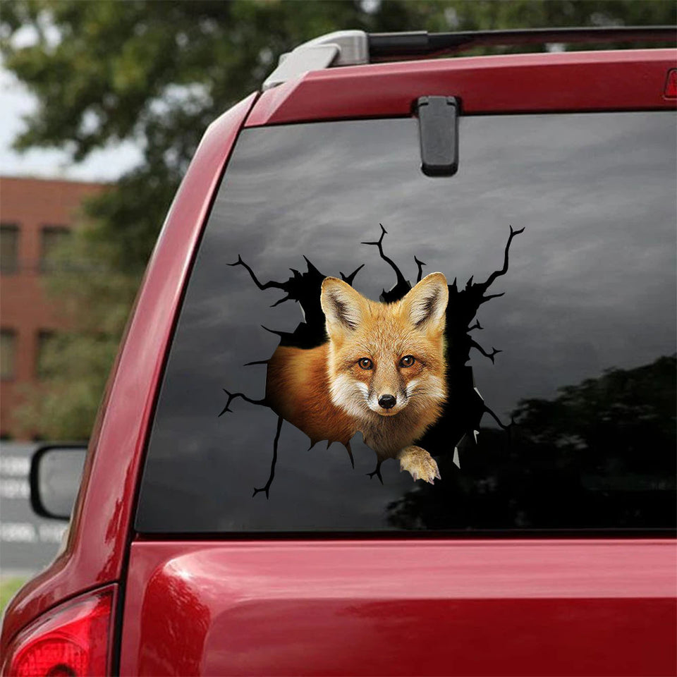 [ha0026-snf-ptd]-fox-crack-car-sticker-animals-lover