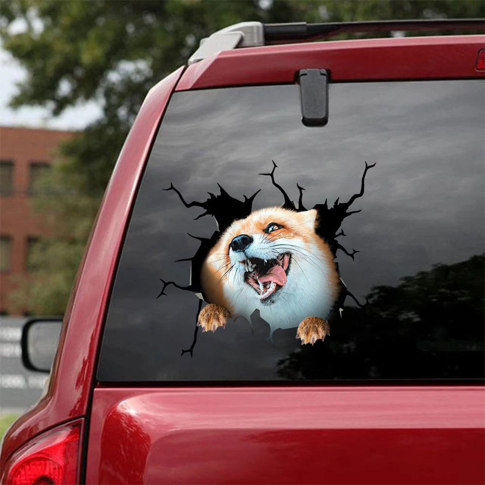 Fox Crack Sticker Ideas Humor Waterproof Labels Cute Gifts For Boyfriend - General die-cut waterproof vinyl sticker decal