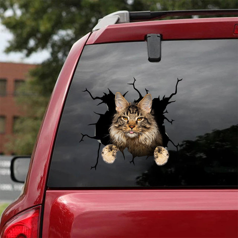 The Maine Coon Crack Sticker Pack Happy Custom Wall Stickers Gift Ideas For Mom - Cat Lovers die-cut waterproof vinyl sticker decal