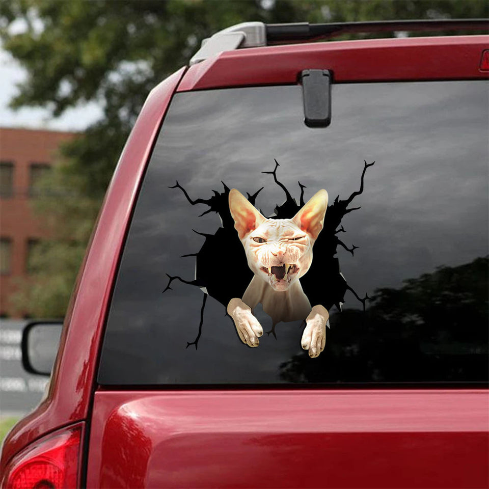 The Sphynx Crack Sticker For Car Window Funny Car Decals 40th Anniversary Gift - Cat Lovers die-cut waterproof vinyl sticker decal