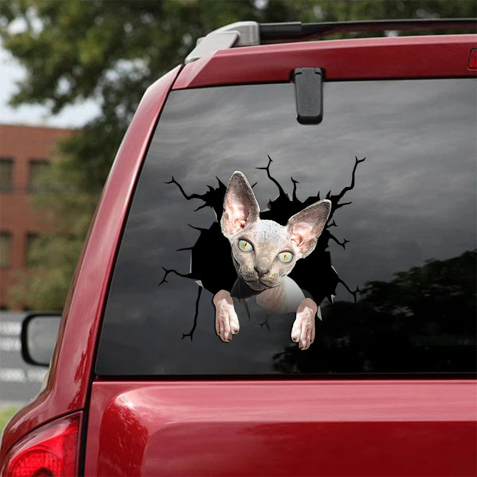 The Sphynx Crack Decal For Rear Window Wiper Fun Vinyl Stickers For Cars Sympathy Gifts - Cat Lovers die-cut waterproof vinyl sticker decal