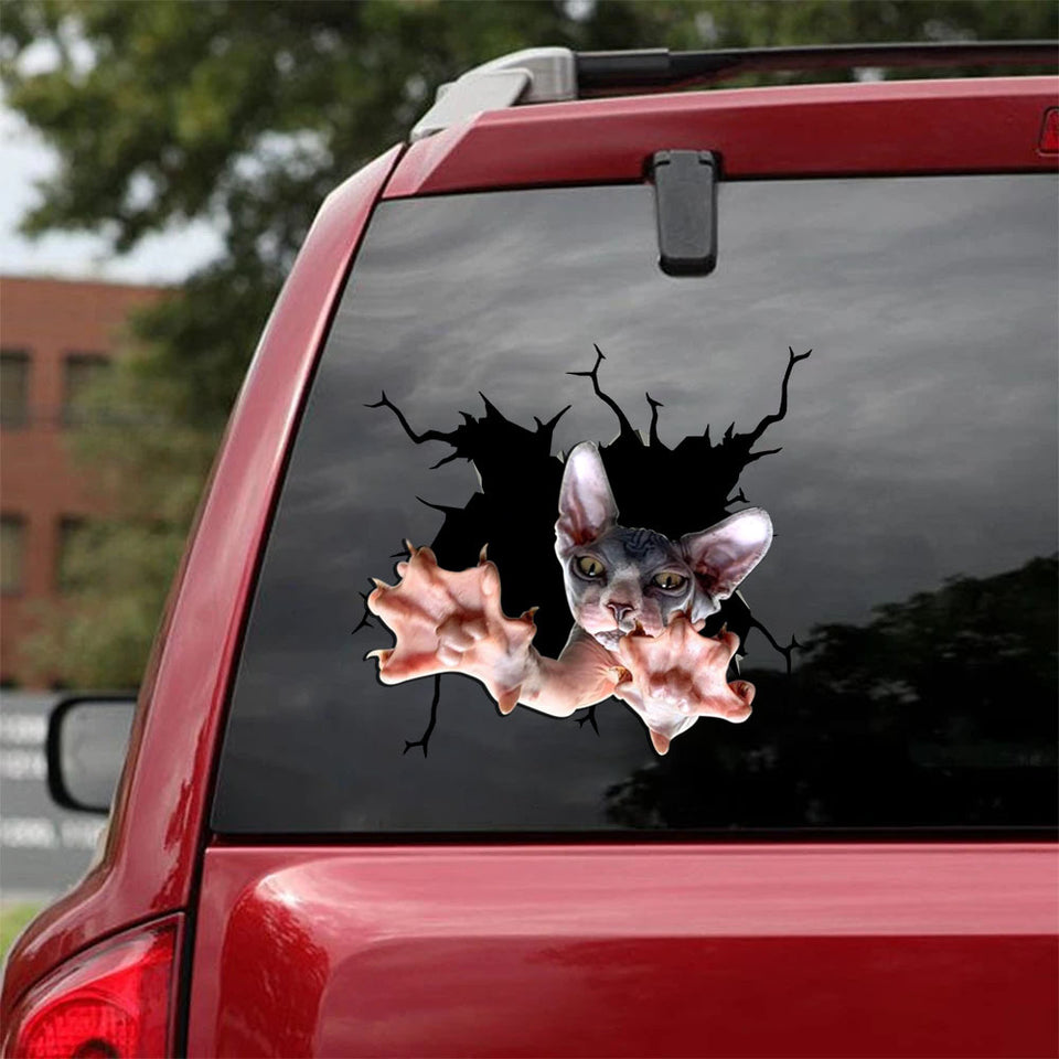 The Sphynx Crack Sticker Box Nice Custom Sticker Maker Gift Ideas For Women - Cat Lovers die-cut waterproof vinyl sticker decal