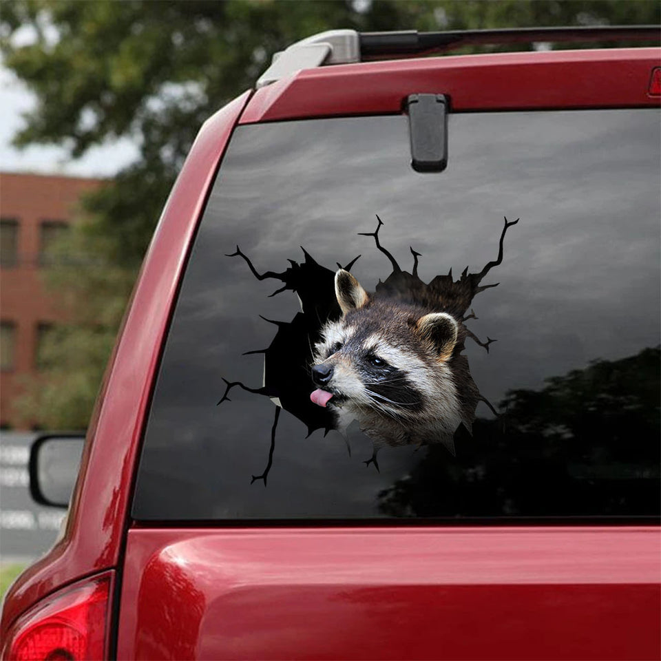 Raccoon Crack Sticker Kawaii Funny Custom Bumper Stickers Christmas Gift Ideas 2020 - General die-cut waterproof vinyl sticker decal