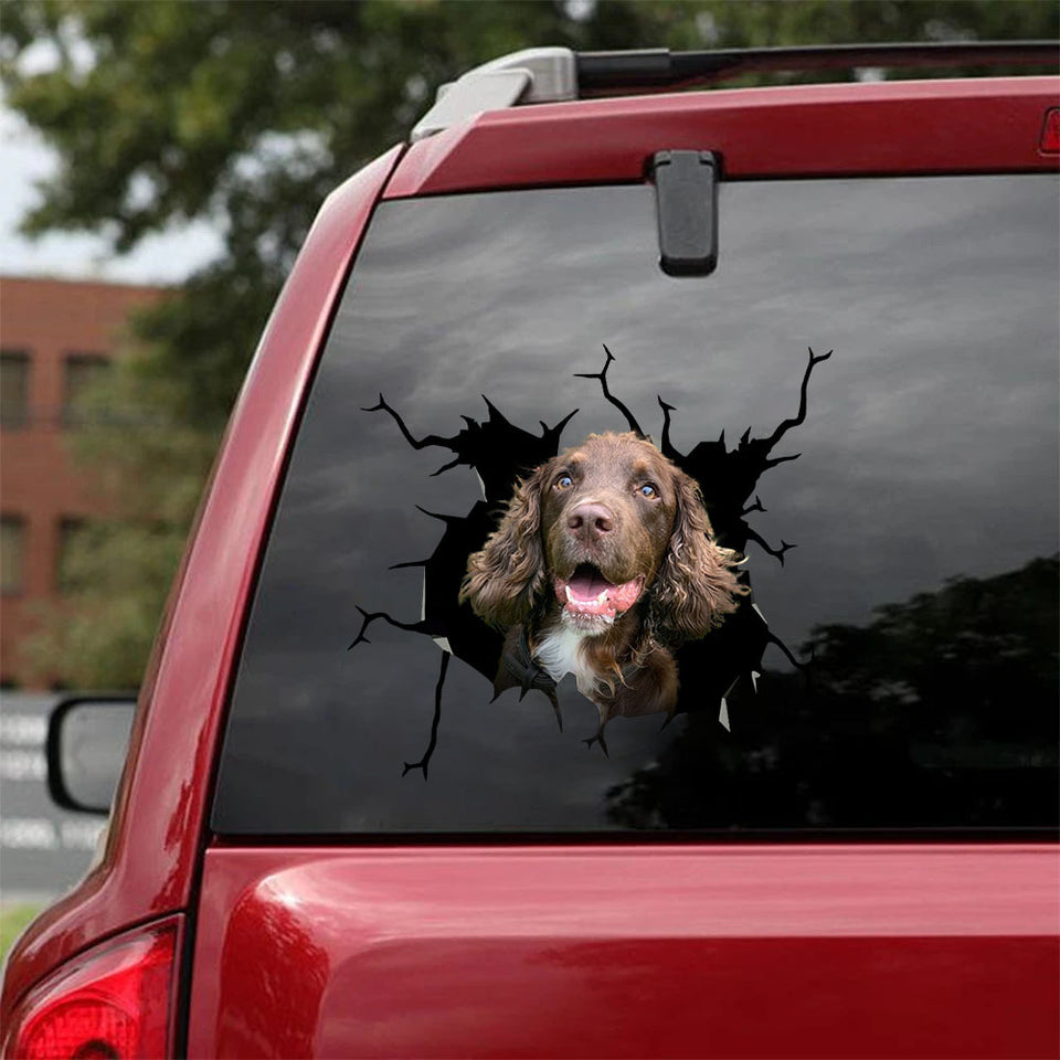 Gun Dog Crack Decals For Windows Funny Faces Waterproof Sticker Paper Gift Ideas For Mom - Dog Lovers die-cut waterproof vinyl sticker decal